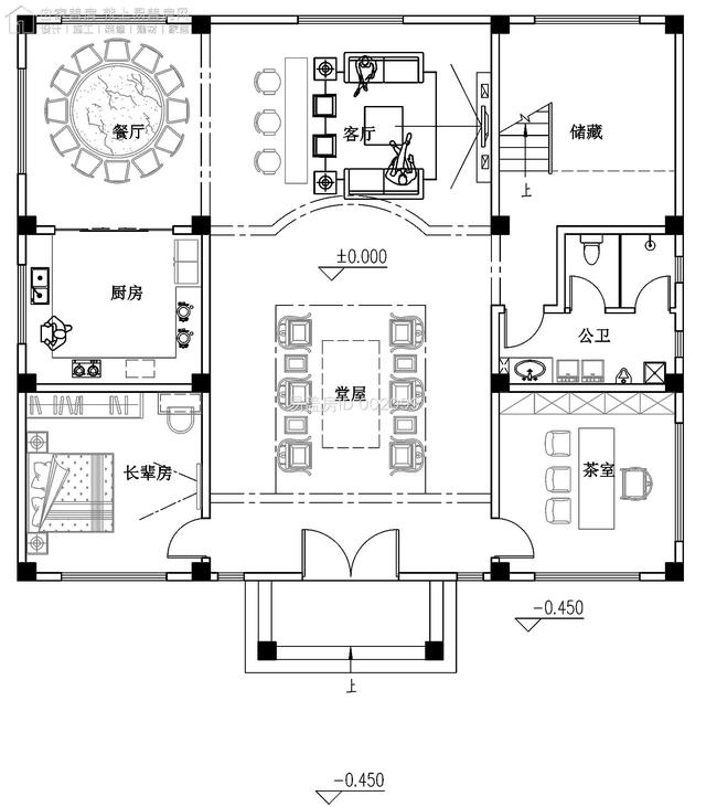 广东乡下自建欧式带天井豪宅 面宽15 2米进深12 9米