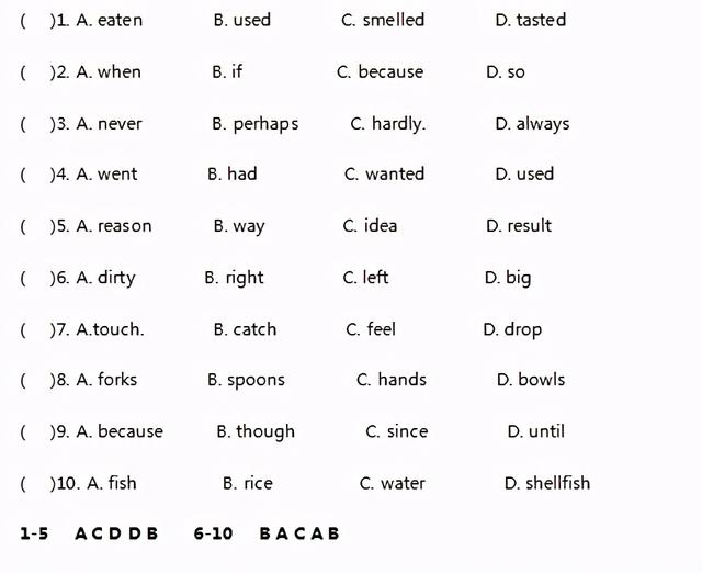 初三英语专项训练课后完形填空十篇 含答案