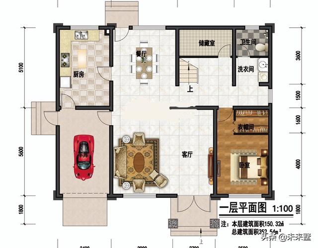 农村自建房设计图 150 三层欧式别墅附带室内车库设计